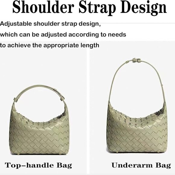 Vegan Leather Woven Purse for Stylish Women – 7.8'' x 3.9'' x 6.3'' Size - Picture 4 of 7